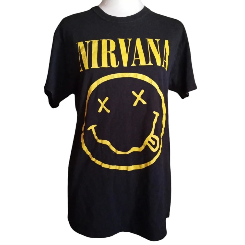 Nirvana Smiley Women's Cotton Band Tee Shirt Size Medium